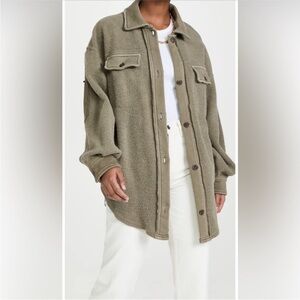 Free People Ruby Oversized Shirt Jacket Dirty Olive Size Small